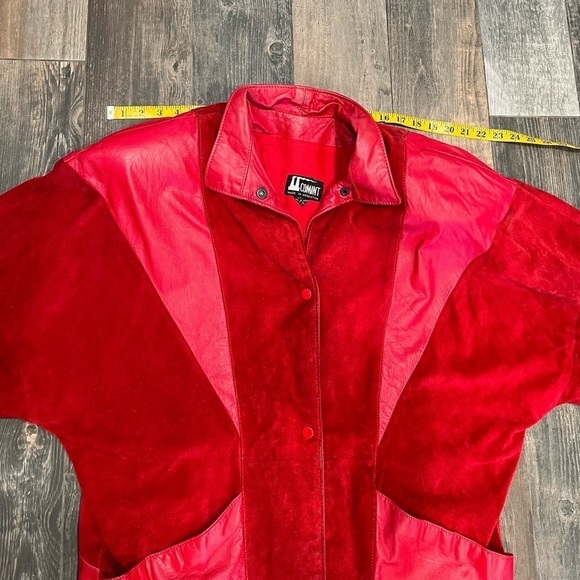 Comint 1980’s RED Leather Suede Snap Front Jacket Coat Sz L Argentina vintage - Picture 10 of 13